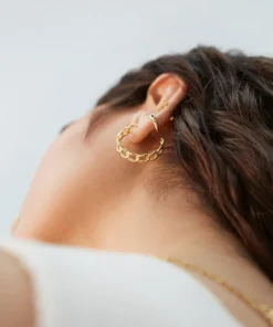 ALOHAS Chain Large Hoop Earrings Gold Accessories