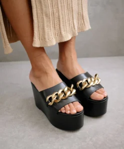 ALOHAS Chunk Chain Black Platform Sandals