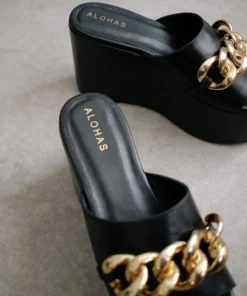 ALOHAS Chunk Chain Black Platform Sandals