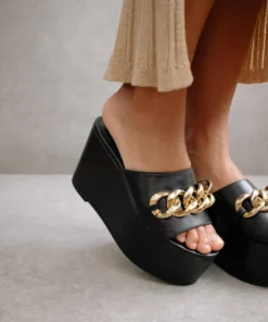 ALOHAS Chunk Chain Black Platform Sandals