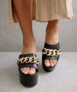 ALOHAS Chunk Chain Black Platform Sandals