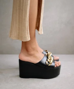 ALOHAS Chunk Chain Black Platform Sandals