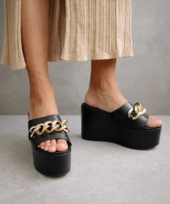 ALOHAS Chunk Chain Black Platform Sandals