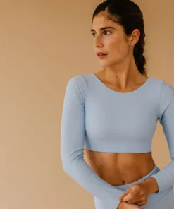 TheManola Clothing Core Crop Top Long Sleeve Cloud Blue