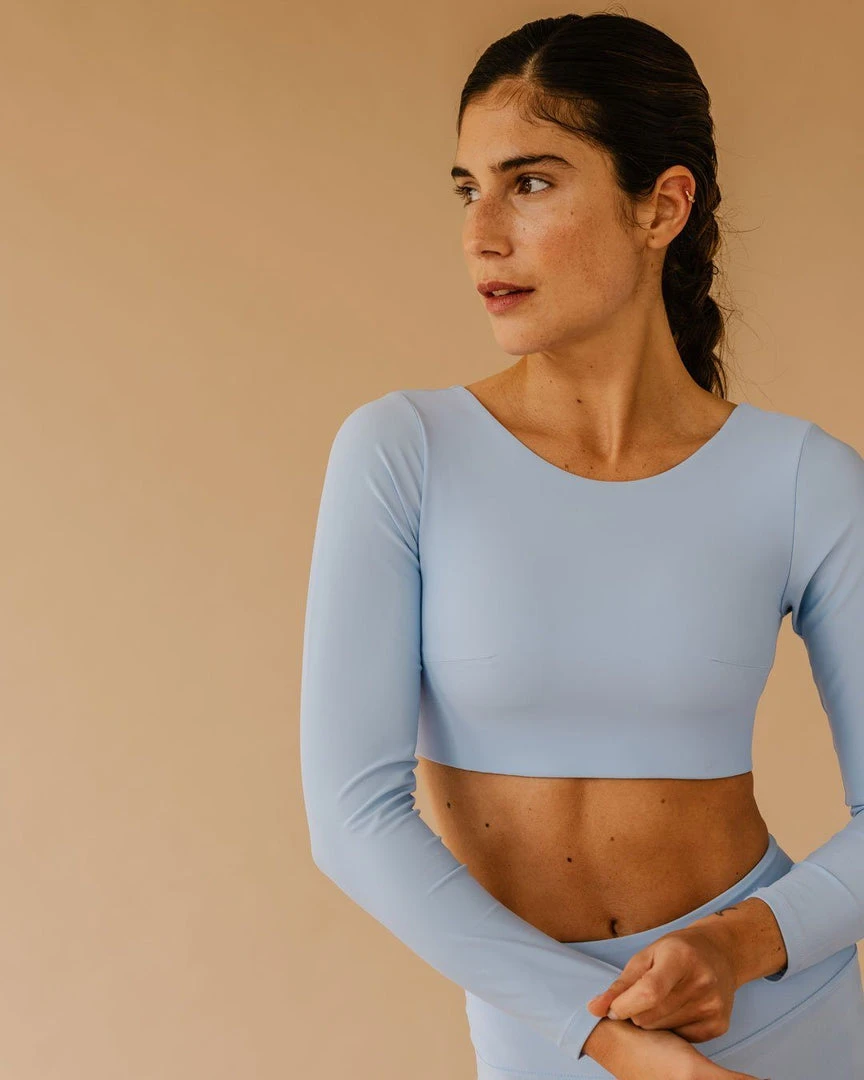 TheManola Clothing Core Crop Top Long Sleeve Cloud Blue 2 TheManola Clothing Core Crop Top Long Sleeve Cloud Blue