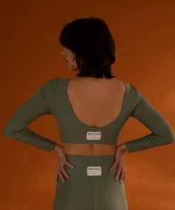 TheManola Clothing Core Crop Top Long Sleeve Green Army