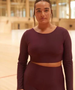 TheManola Core Crop Top Long Sleeve Wine Purple Clothing