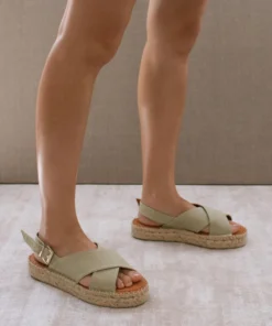 ALOHAS Crossed Linen Khaki Shoes