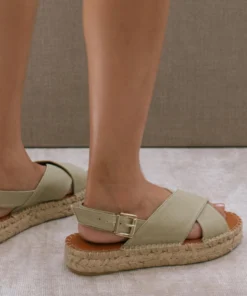 ALOHAS Crossed Linen Khaki Shoes