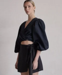 ALOHAS Dazzling Black Blouse Clothing