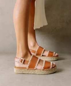 ALOHAS Shoes Double Strap Crochet Tan Ivory 16 ALOHAS Shoes Double Strap Crochet Tan Ivory