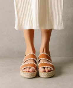 ALOHAS Shoes Double Strap Crochet Tan Ivory 15 ALOHAS Shoes Double Strap Crochet Tan Ivory