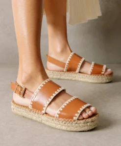 ALOHAS Shoes Double Strap Crochet Tan Ivory 20 ALOHAS Shoes Double Strap Crochet Tan Ivory