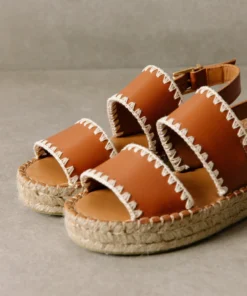 ALOHAS Shoes Double Strap Crochet Tan Ivory