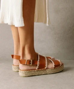ALOHAS Shoes Double Strap Crochet Tan Ivory 17 ALOHAS Shoes Double Strap Crochet Tan Ivory