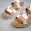 ALOHAS Shoes Double Strap Scacchi Camel & Ivory