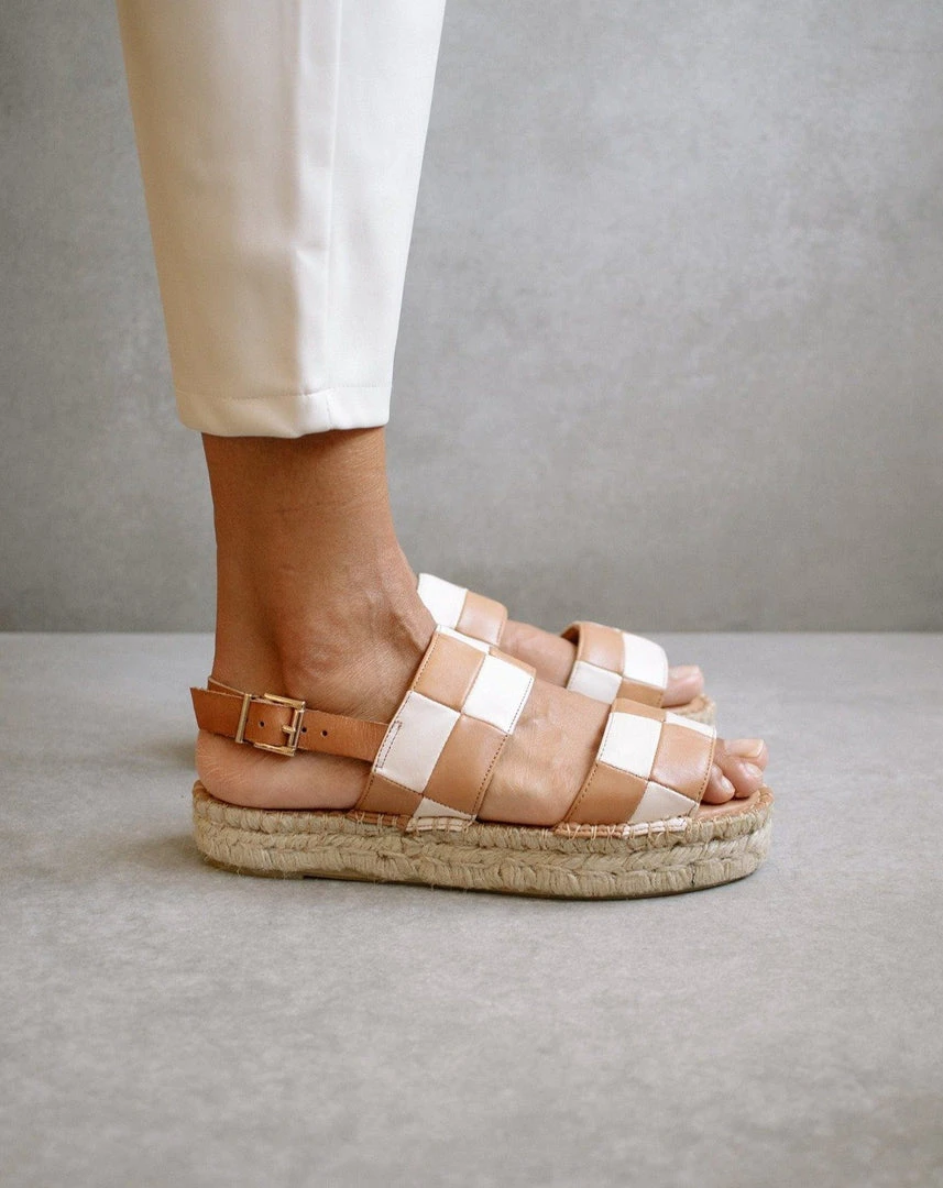 ALOHAS Shoes Double Strap Scacchi Camel & Ivory 2 ALOHAS Shoes Double Strap Scacchi Camel & Ivory