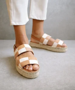 ALOHAS Shoes Double Strap Scacchi Camel & Ivory 11 ALOHAS Shoes Double Strap Scacchi Camel & Ivory