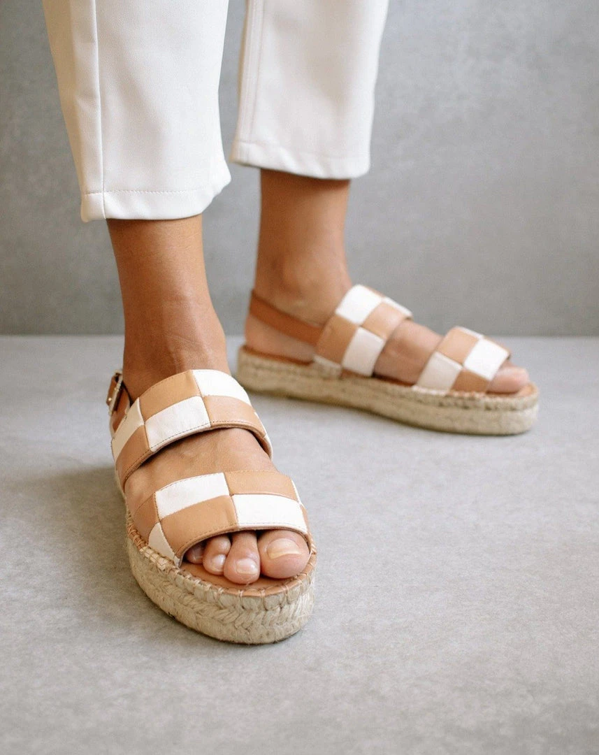 ALOHAS Shoes Double Strap Scacchi Camel & Ivory 5 ALOHAS Shoes Double Strap Scacchi Camel & Ivory