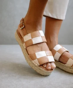 ALOHAS Shoes Double Strap Scacchi Camel & Ivory 12 ALOHAS Shoes Double Strap Scacchi Camel & Ivory