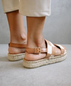 ALOHAS Shoes Double Strap Scacchi Camel & Ivory 10 ALOHAS Shoes Double Strap Scacchi Camel & Ivory