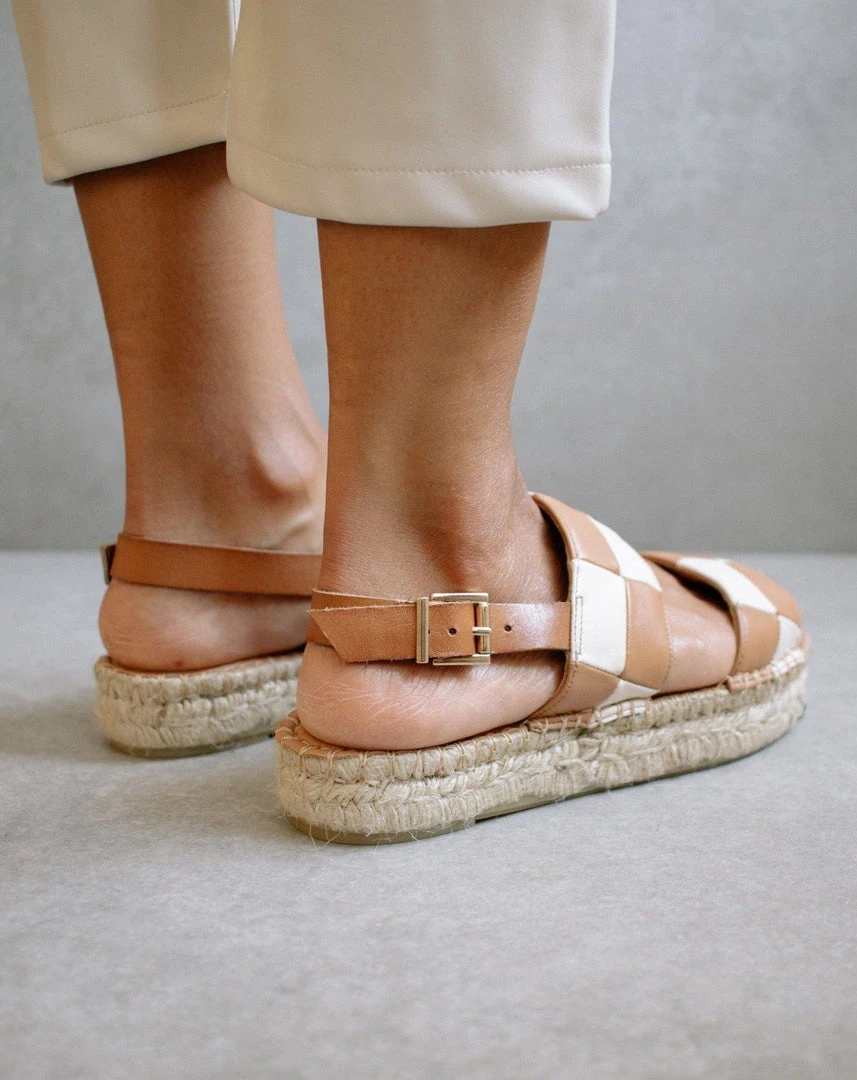 ALOHAS Shoes Double Strap Scacchi Camel & Ivory 4 ALOHAS Shoes Double Strap Scacchi Camel & Ivory