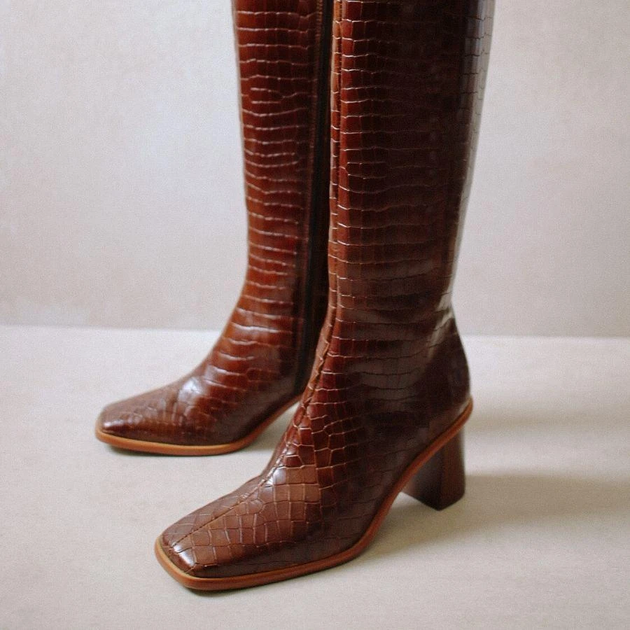 ALOHAS East Croco Brown Shoes 3 ALOHAS East Croco Brown Shoes