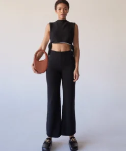 ALOHAS Easy Wide Knit Pants Black Clothing