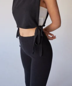 ALOHAS Easy Wide Knit Pants Black Clothing