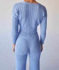 ALOHAS Clothing Easy Wide Knit Pants Cornflower Blue