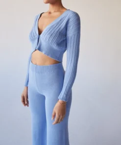 ALOHAS Clothing Easy Wide Knit Pants Cornflower Blue