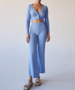 ALOHAS Clothing Easy Wide Knit Pants Cornflower Blue