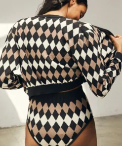 ALOHAS Clothing Errands Cardigan Jacquard Brown