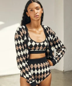 ALOHAS Clothing Errands Cardigan Jacquard Brown