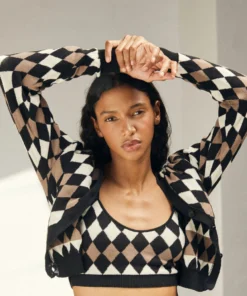 ALOHAS Clothing Errands Cardigan Jacquard Brown