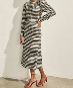 ALOHAS Exclesa Dress Scacchi Black Ivory Clothing