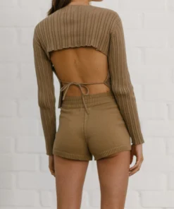 ALOHAS Honest Backless Knit Top Camel Clothing