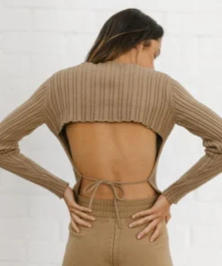 ALOHAS Honest Backless Knit Top Camel Clothing