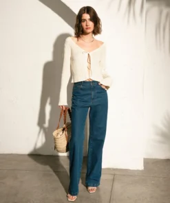 ALOHAS Flirty Laced Knit Top Off White Clothing