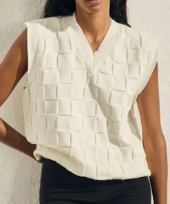 ALOHAS Clothing Full Time Vest Scacci Jacquard Ivory