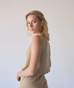 ALOHAS Clothing Homey Crop Knit Vest Toasted Almond