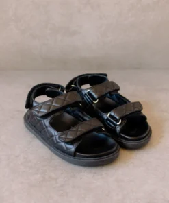 ALOHAS Shoes Hook-Loop Black Sandal