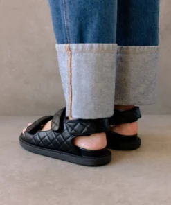 ALOHAS Shoes Hook-Loop Black Sandal