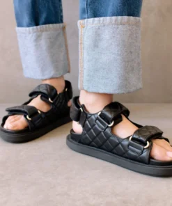 ALOHAS Shoes Hook-Loop Black Sandal