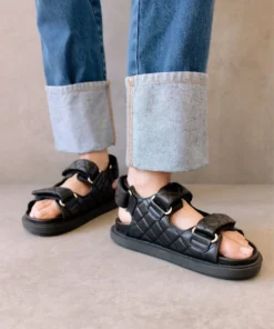 ALOHAS Shoes Hook-Loop Black Sandal