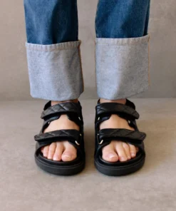 ALOHAS Shoes Hook-Loop Black Sandal