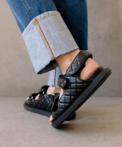 ALOHAS Shoes Hook-Loop Black Sandal