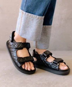 ALOHAS Shoes Hook-Loop Black Sandal