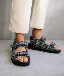 ALOHAS Hook-Loop Tweed Sandal Shoes