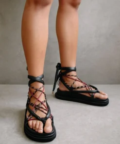 ALOHAS Jungle Black Laced Up Sandal 10 ALOHAS Jungle Black Laced Up Sandal